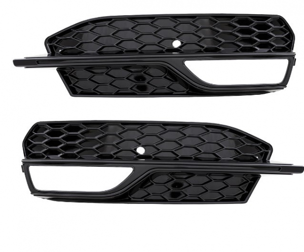 Upgrade Nebelscheinwerfer Gitter für Audi A3 8V S-Line Hochglanz schwarz in Wabengitter Design 12-16